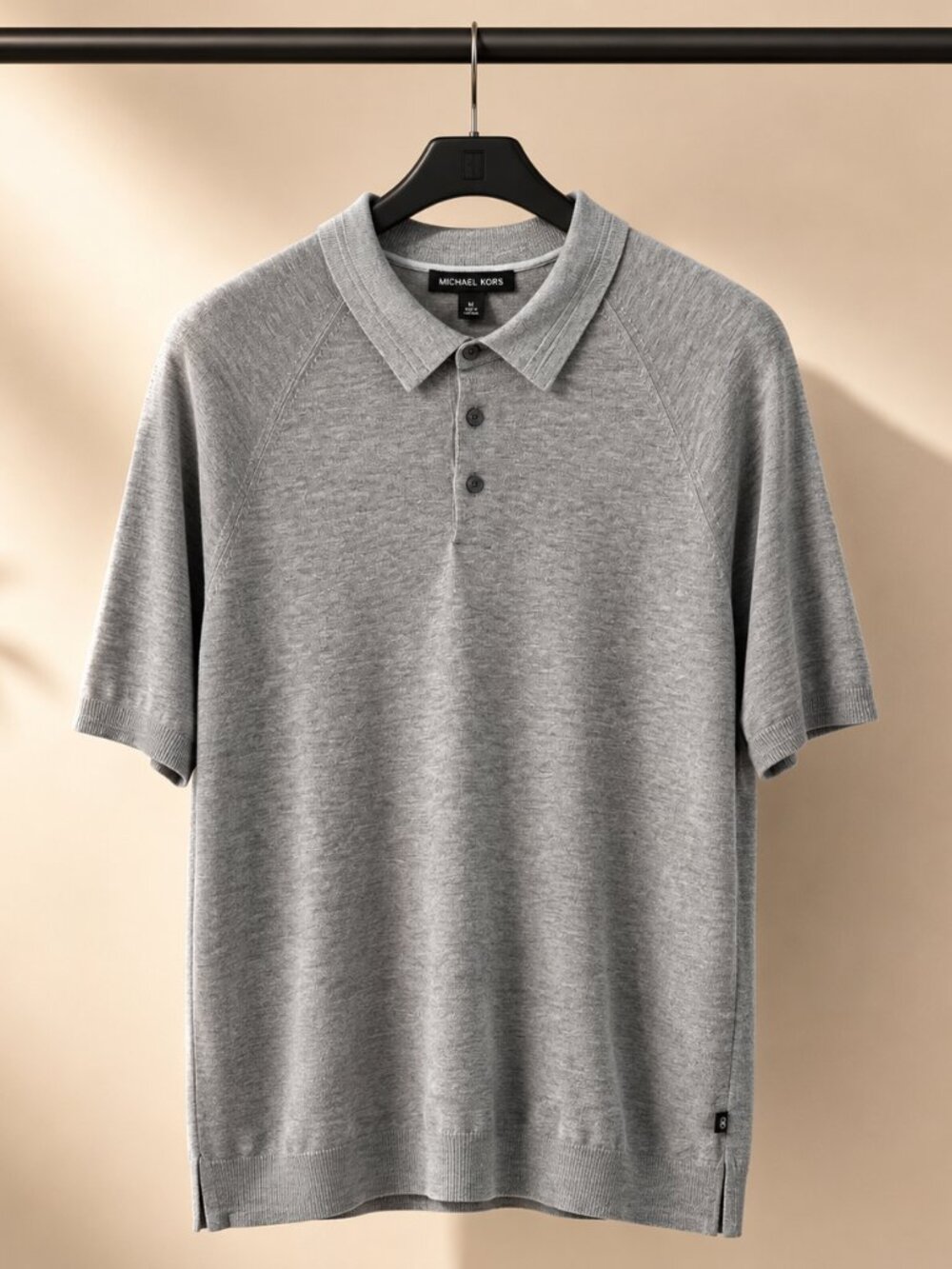 Michael Kors Gray Knit Polo Sweater Shirt XL Cotton Blend